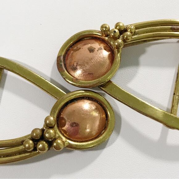 Vintage Handcrafted Baldwin Signed Modernist Copper and Brass Scarf Belt Buckle - Picture 11 of 14